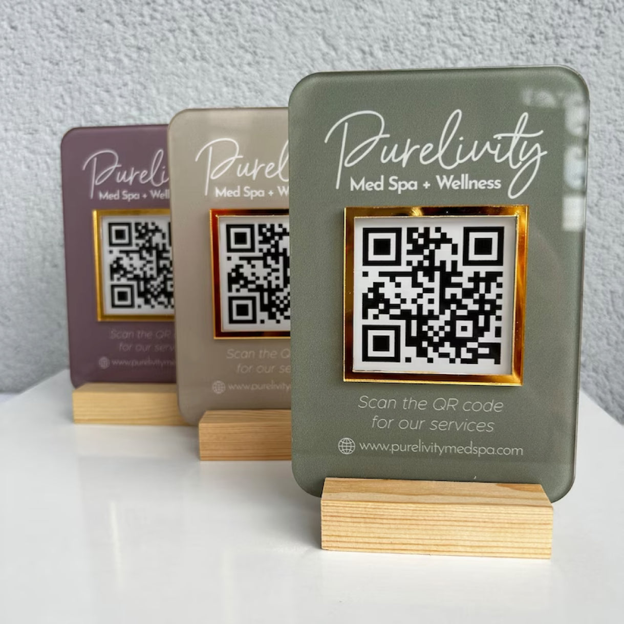 Mini QR Code Aufsteller | Social Media QR Code | Salon Schild mit Linktree