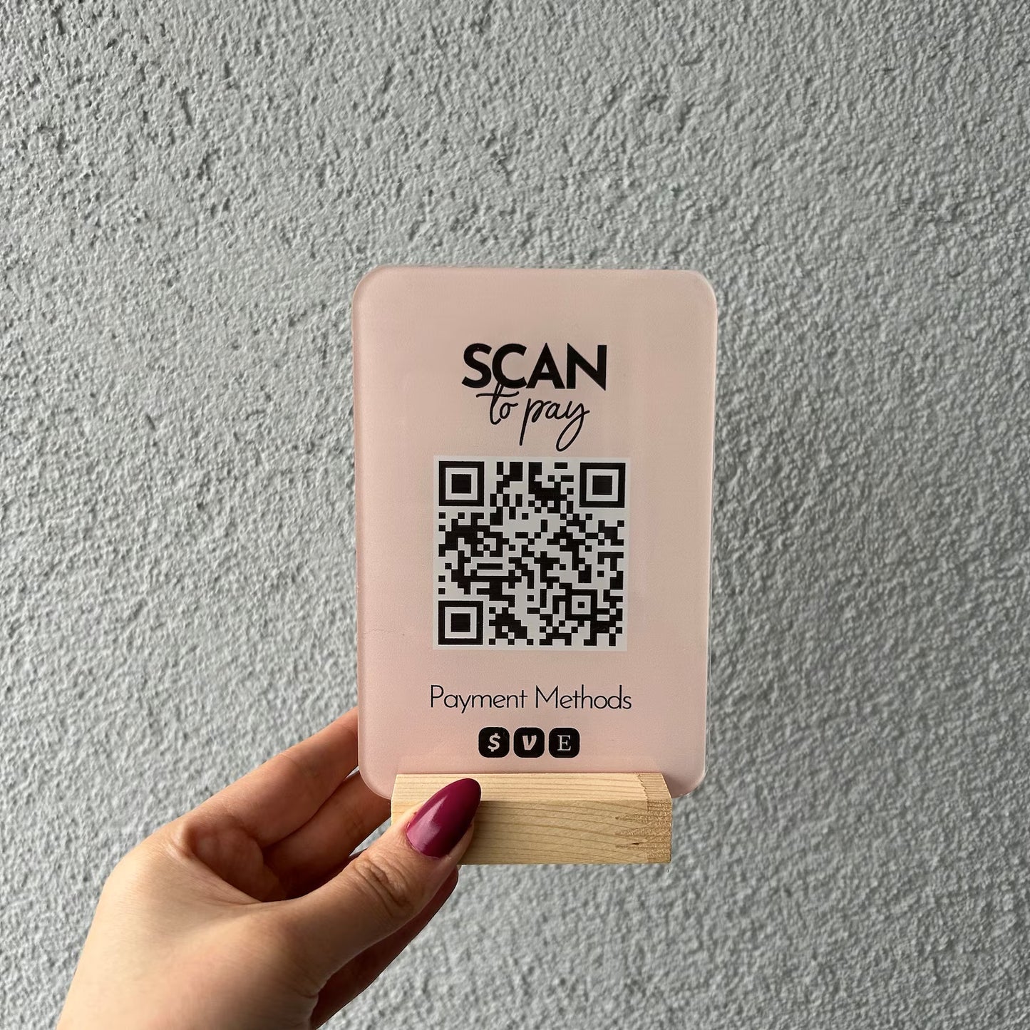 Mini QR Code Aufsteller | Social Media QR Code | Salon Schild mit Linktree