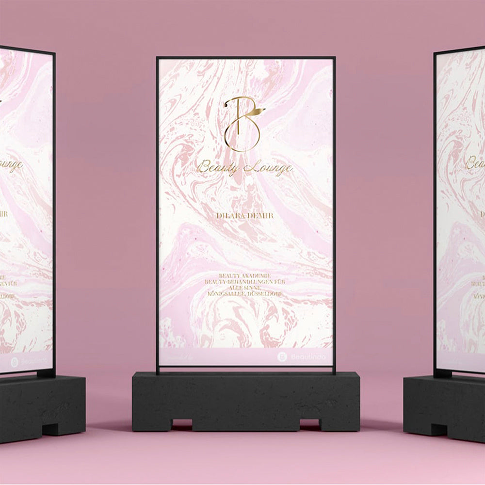 personifizierter Banner im rose Design mit goldenem Logo