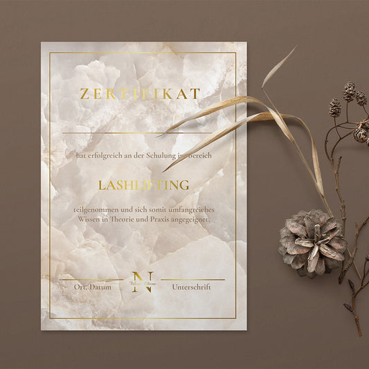 Zertifikat Design Lashliftig