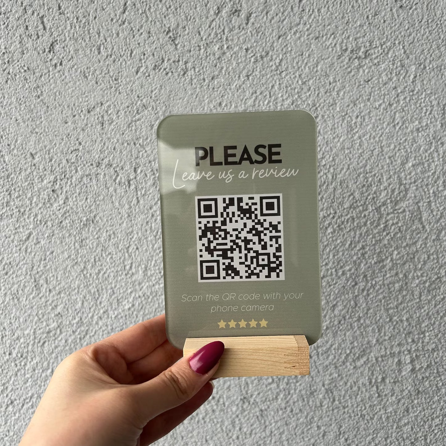 Mini QR Code Aufsteller | Social Media QR Code | Salon Schild mit Linktree